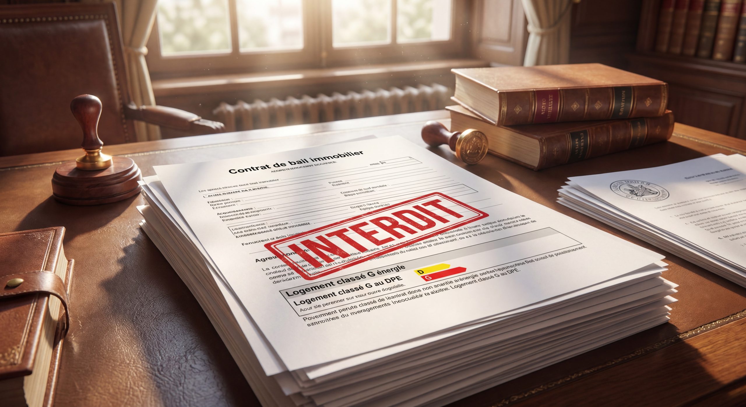 Contrat de bail immobilier tampon interdit logement DPE G interdiction location 2026