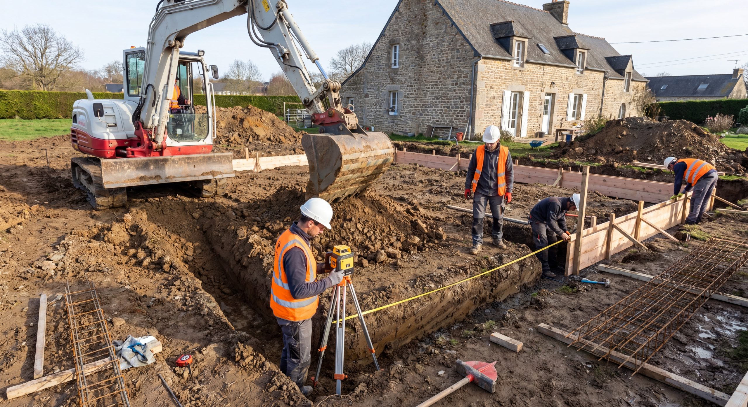 Fondations fouilles 2026 Fouilles fondations semelles filantes maison française 2026