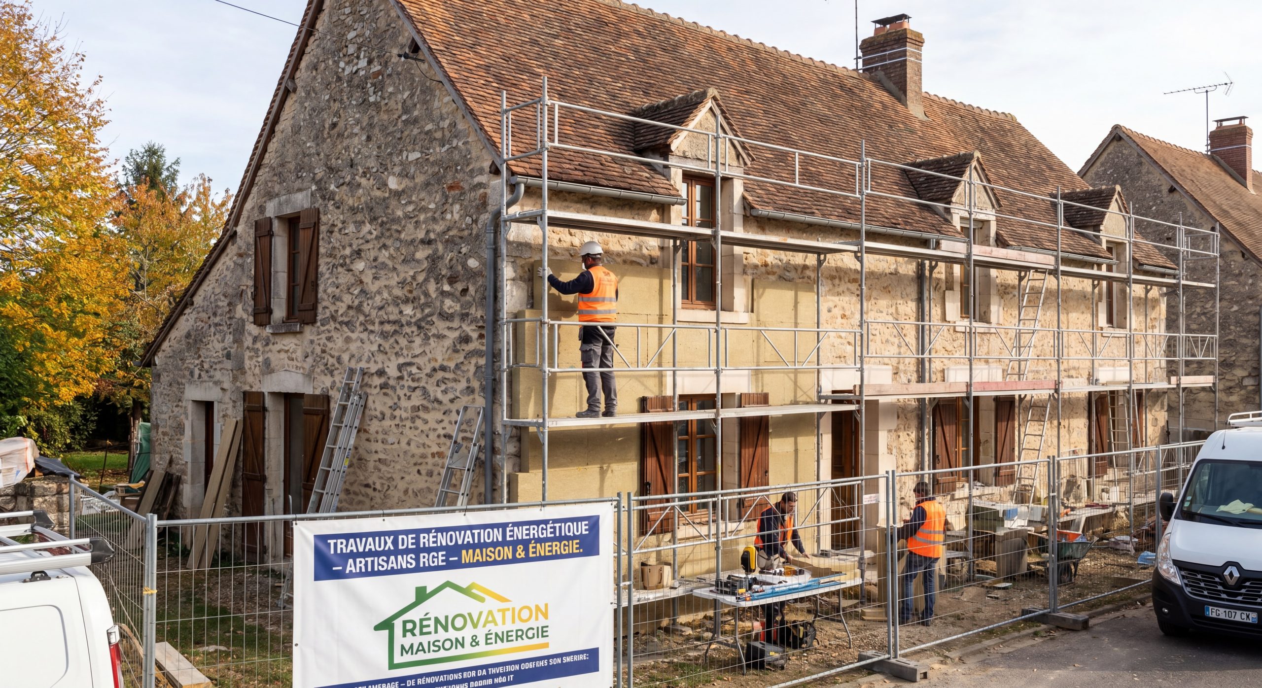 Travaux de rénovation énergétique maison française artisan RGE isolation thermique extérieure Éco-PTZ