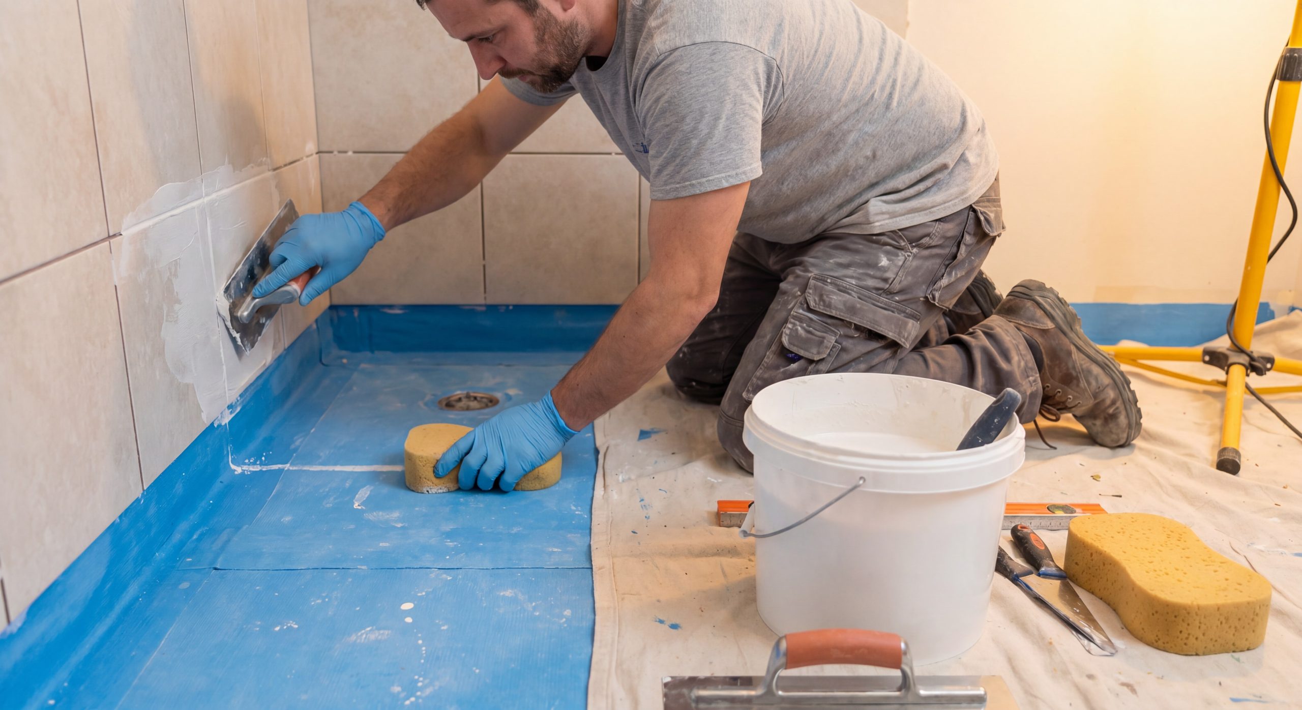 Artisan carreleur joints époxy étanchéité sous carrelage salle de bain 2026