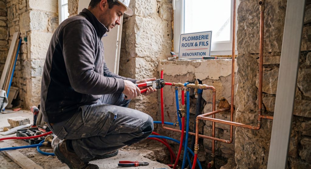 Installation tuyauterie multicouche et cuivre - pose canalisations PER chantier rénovation plomberie TravauxOptim