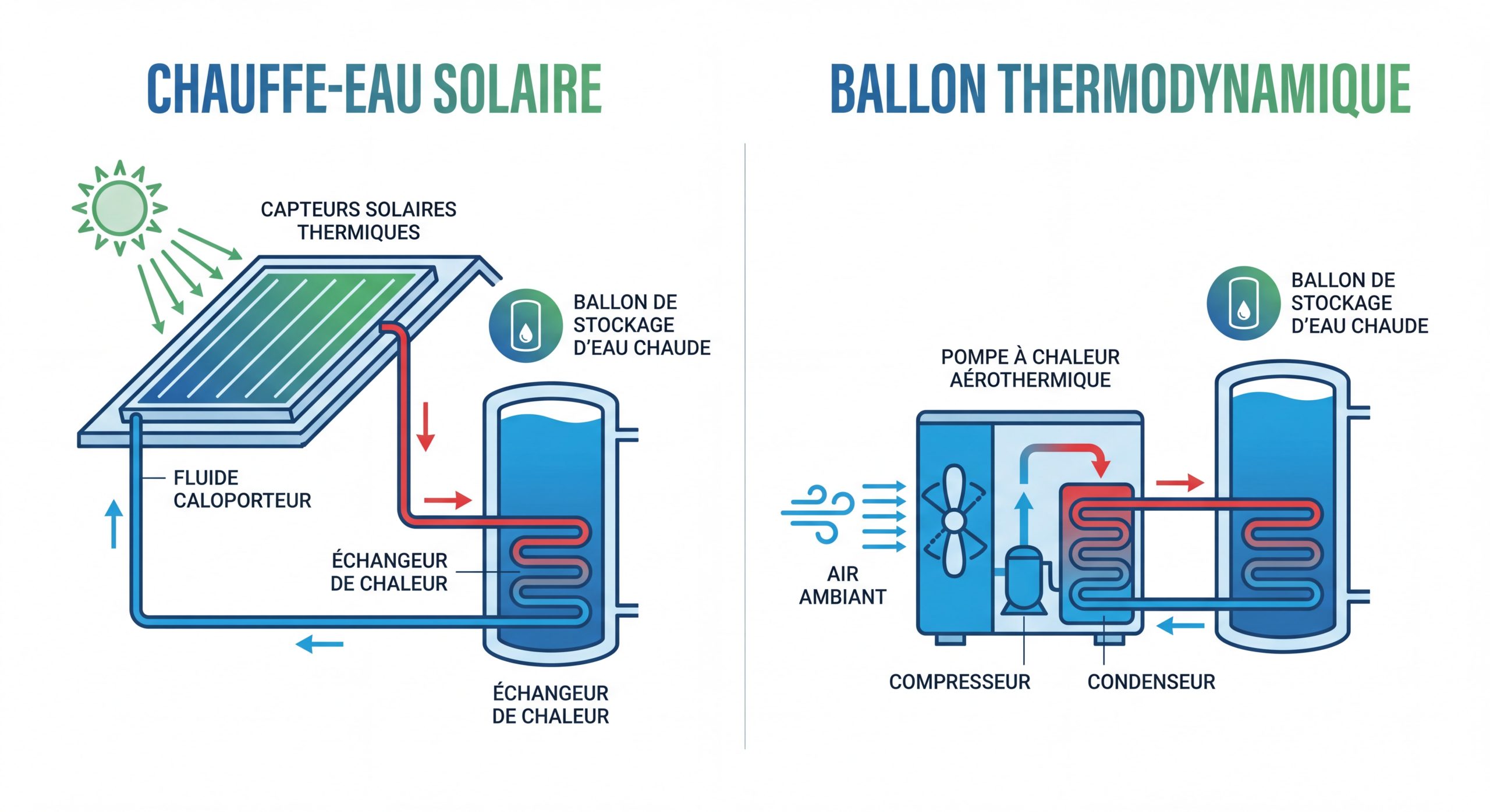 Comparatif chauffe-eau solaire versus ballon thermodynamique 2026