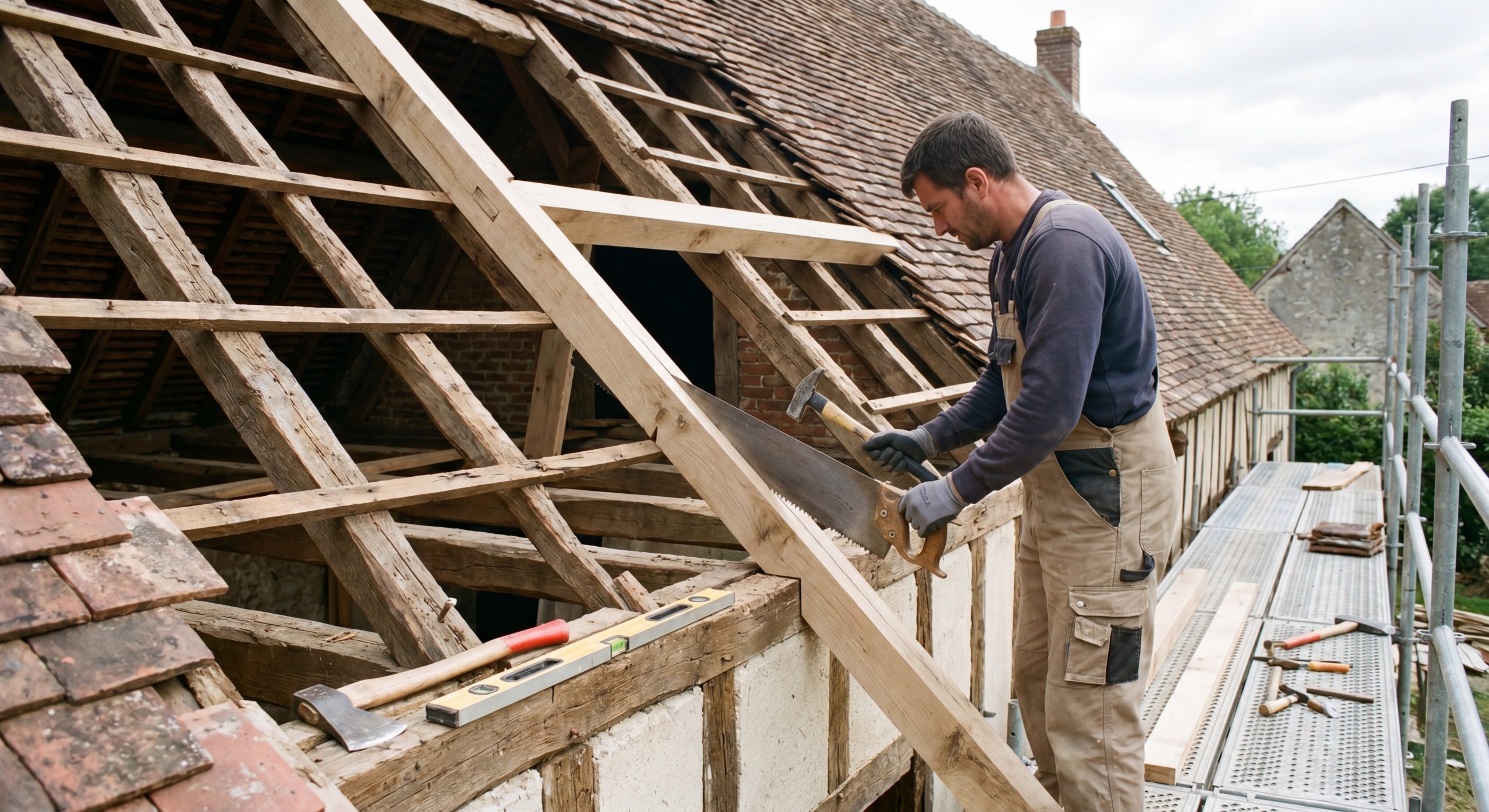 Rénovation charpente traditionnelle 2026 Charpentier professionnel rénovation charpente traditionnelle bois maison française 2026