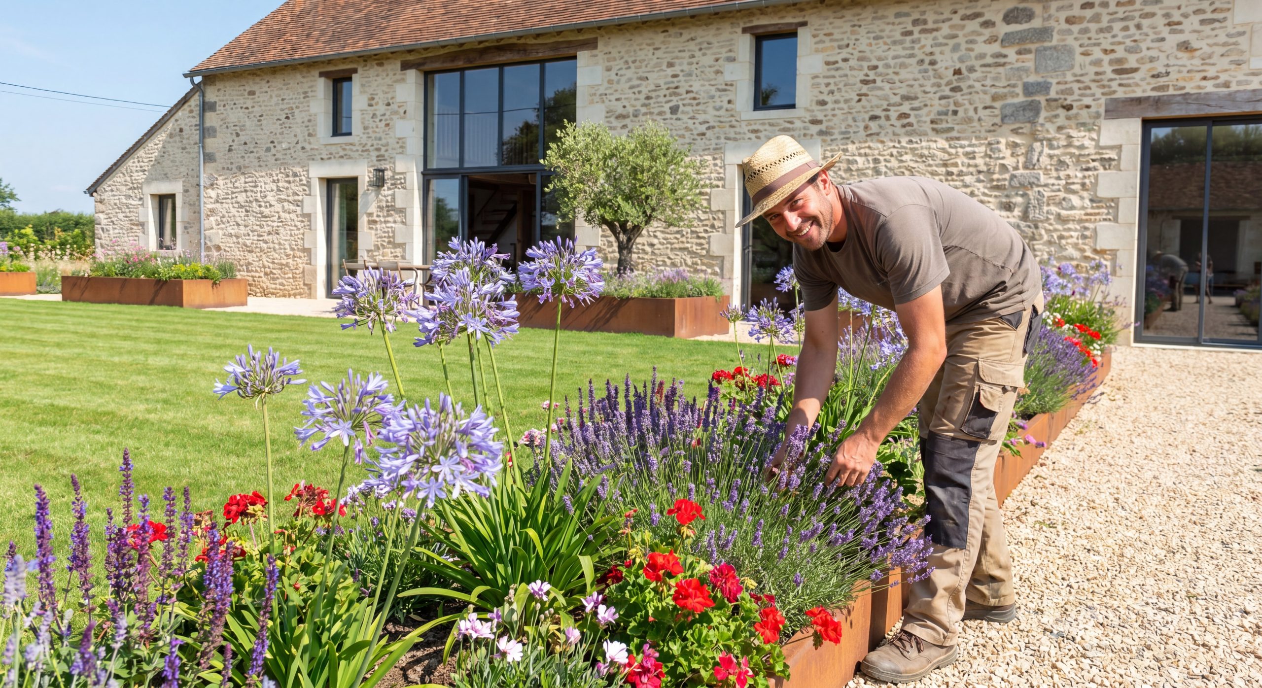 Paysagiste professionnel création jardin moderne maison française 2026