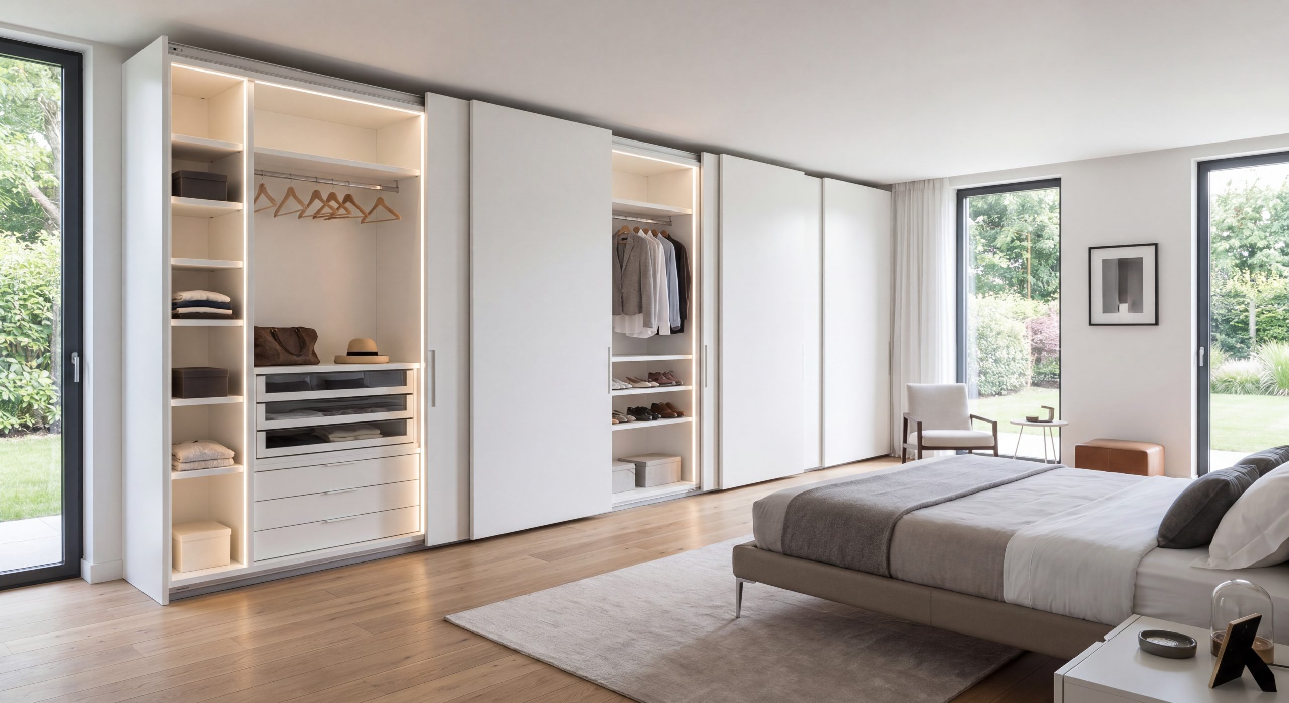 Placards sur mesure blanc laqué moderne menuiserie intérieure 2026