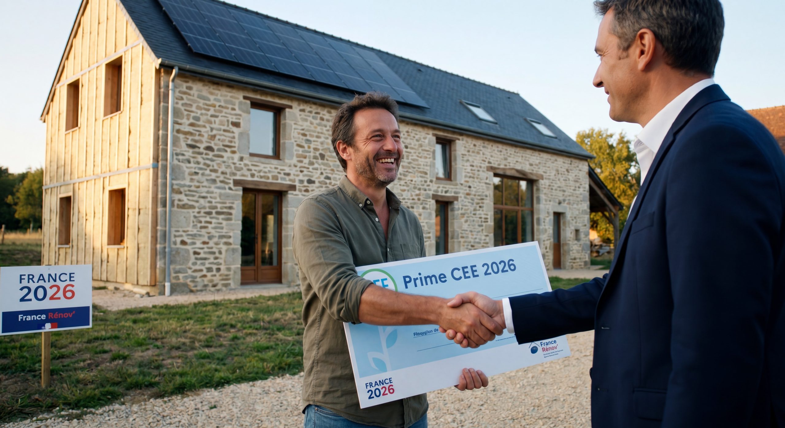Propriétaire français recevant une prime CEE Certificats Économies Énergie rénovation énergétique 2026
